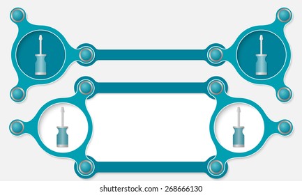 Two vector abstract text boxes for your text and screwdriver