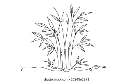 Two vector bamboo trees with modern green color spots.