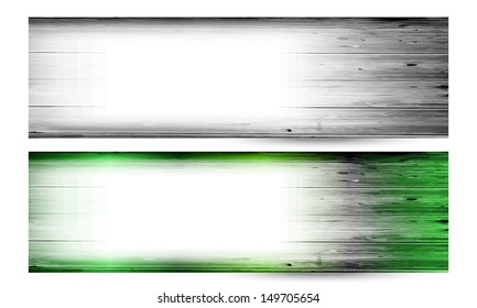 two vector banner with wood texture