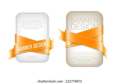 Two vector banners braided with yellow golden silky glossy ribbons
