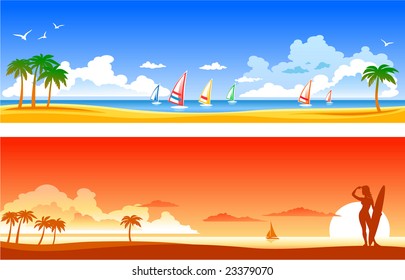 Two vector  beach landscapes