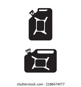 Two vector black canister icons on white background. Gasoline or diesel tank.