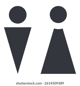 Two Vector Black Silhouette Icons. Male and Female Gender Signs.