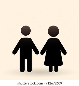 Two Vector Black Silhouette Icons. Male and Female Gender Signs.