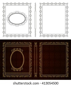 Two vector book cover. Decorative vintage frame or border to be printed on the covers of books. Aspect ratio standard 1,65. Book format can be 75x90mm. Color can be changed in a few mouse clicks.