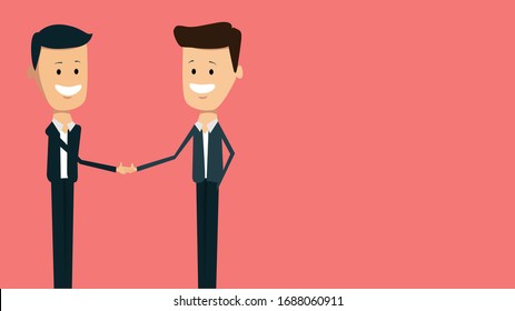 Two vector businessmen shaking hands over a blank background