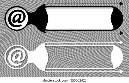 Two vector buttons with email icon and abstract background