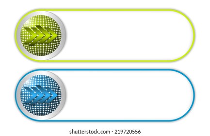 two vector buttons with grid and arrow