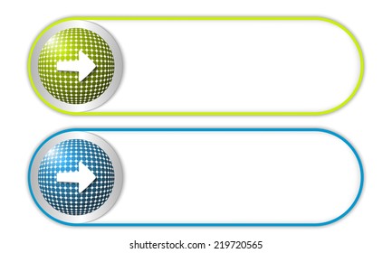 two vector buttons with grid and arrow