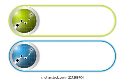two vector buttons with grid and graph