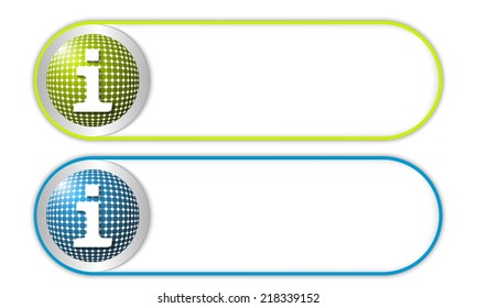 two vector buttons with grid and info symbol