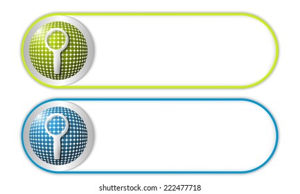 two vector buttons with grid and magnifier