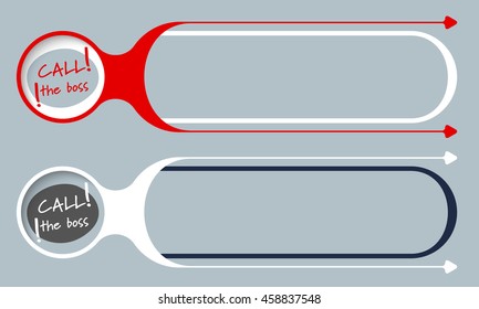 Two vector buttons for your text and the words call the boss