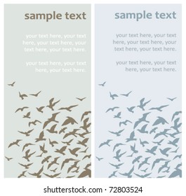 dos tarjetas vectoriales con siluetas de aves