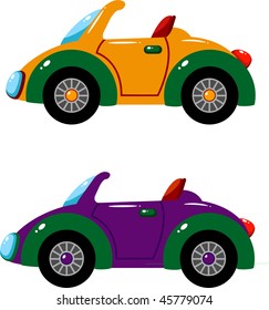 Two vector cars over white