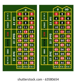 two vector casino tables isolated on white background