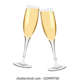 Two vector champagne glasses isolated on white