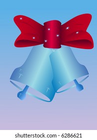 two vector christmas bells with red bow