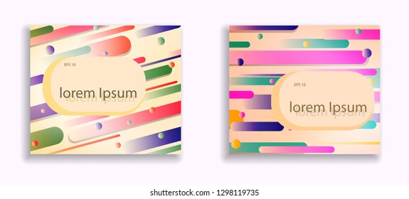 Two vector colorful backgrounds for banner, brochure or flyers and placard with frame for information or text made of geometric shapes on backdrop.