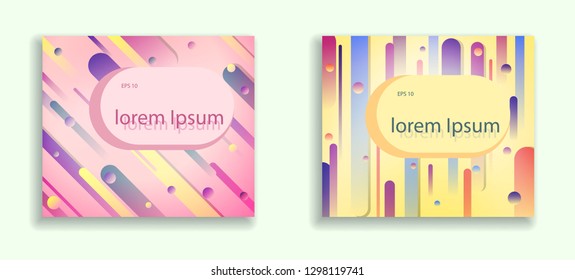 Two vector colorful backgrounds for banner, brochure or flyers and placard with frame for information or text made of geometric shapes on backdrop.