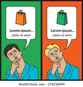 Two vector colorful banners on shopping theme