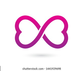 Two vector colorful hearts are doing the symbol forever. Isolated on white background