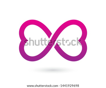 Two vector colorful hearts are doing the symbol forever. Isolated on white background