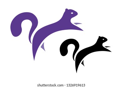Two vector colorful squirrels on a white background