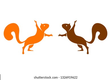 Two vector colorful squirrels on a white background