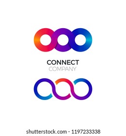 Two Vector Connect Symbols. Colorful Chain Business Creative Logo. Concept of Connect, Interact and Cooperation.