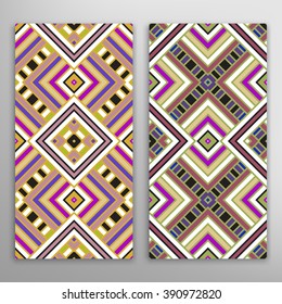 Two  Vector Designs that tiles seamlessly. Abstract background, wedding invitation or greeting card design with geometric pattern, ornamental vector illustration