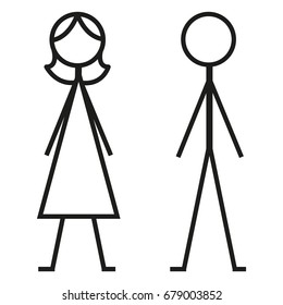 Two Vector Doodle Icons. Male and Female Gender Signs. Men and Women.