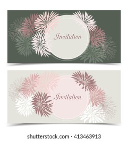 Two vector floral greeting card, floral color design