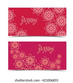 Two vector floral greeting card, floral color design