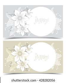Two vector floral greeting card, flowers color design