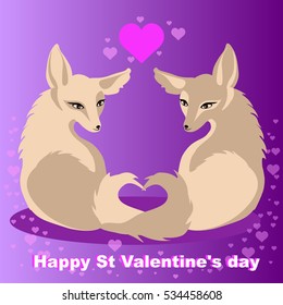 Two vector foxes in love for St Valentines day