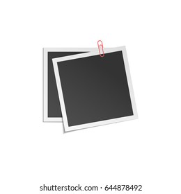 two vector frames with different soft shadows isolated on white background.  Mock up photo frame. Template for your design