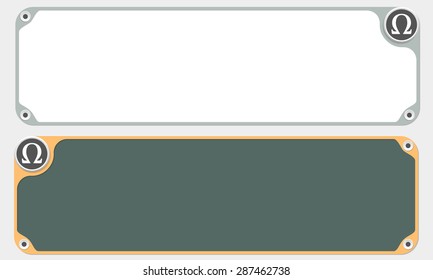Two vector frames for your text and the symbol of omega