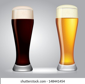 two vector glasses of beer