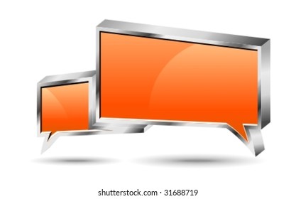 Two vector glossy Chat box in orange color