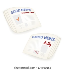 Two vector "Good news daily" newspaper illustrations