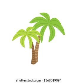 Two vector graphic palm trees isolated on a white background, palm tree logo, icon.