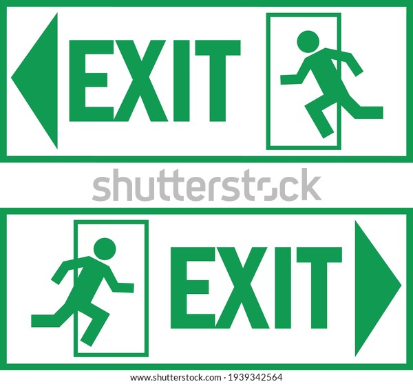 Two Vector Green Evacuation Signs Stock Vector (Royalty Free ...