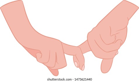 Two vector hand holding each other by the fingers.