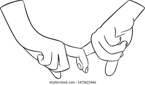 Two vector hand holding each other by the fingers.