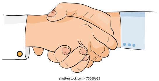 Two vector hands are isolated on a white background