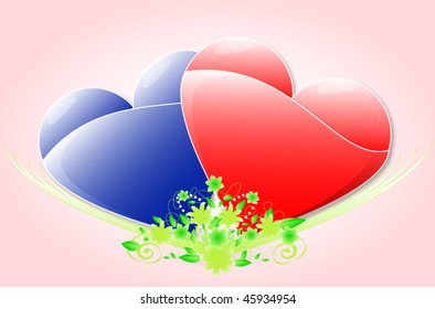 two vector hearts