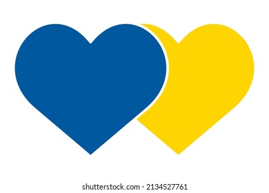 Dos corazones vectoriales en colores de bandera ucraniana