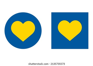 Two vector hearts in colors of Ukrainian flag
