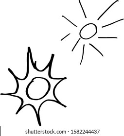 two vector hearts drawn by hand
